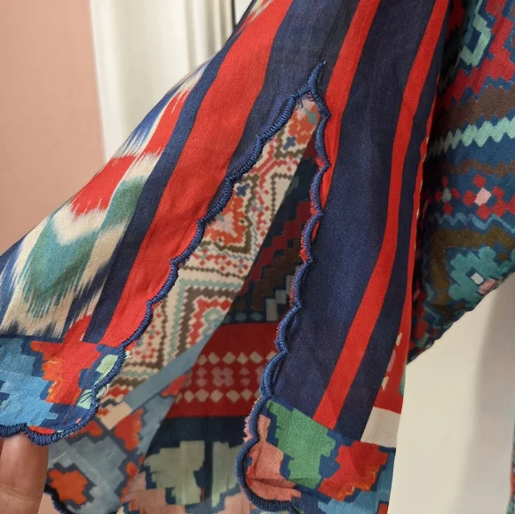 JOHNNY WAS 100% Silk Floral Tunic 2X Boho - Picture 3 of 6